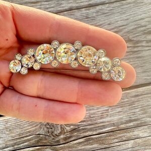 Vintage Jewelry Silver Tone Rhinestone Bar Pin Brooch